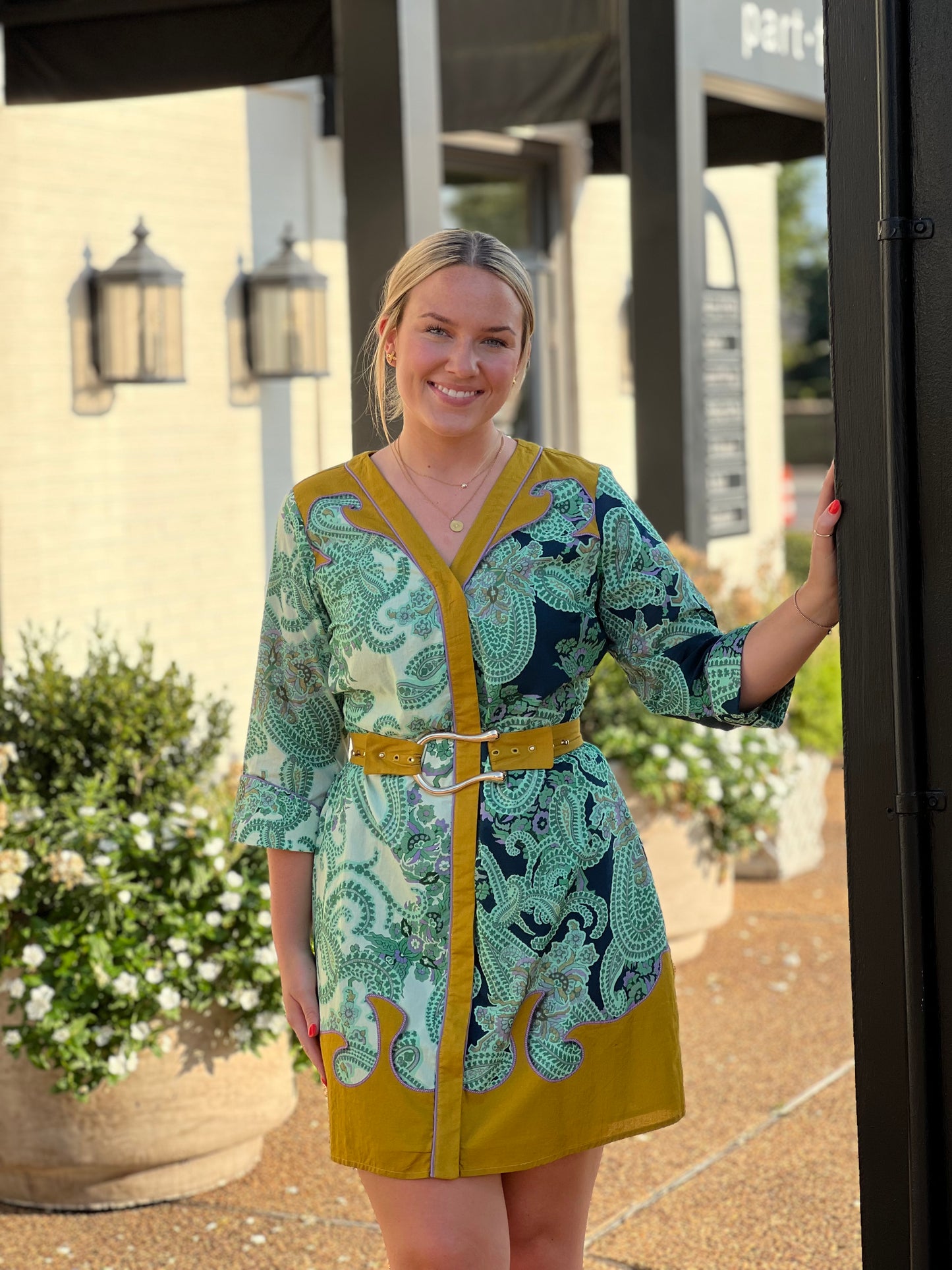 Anna Cate Poppy Dress Aqua Paisley