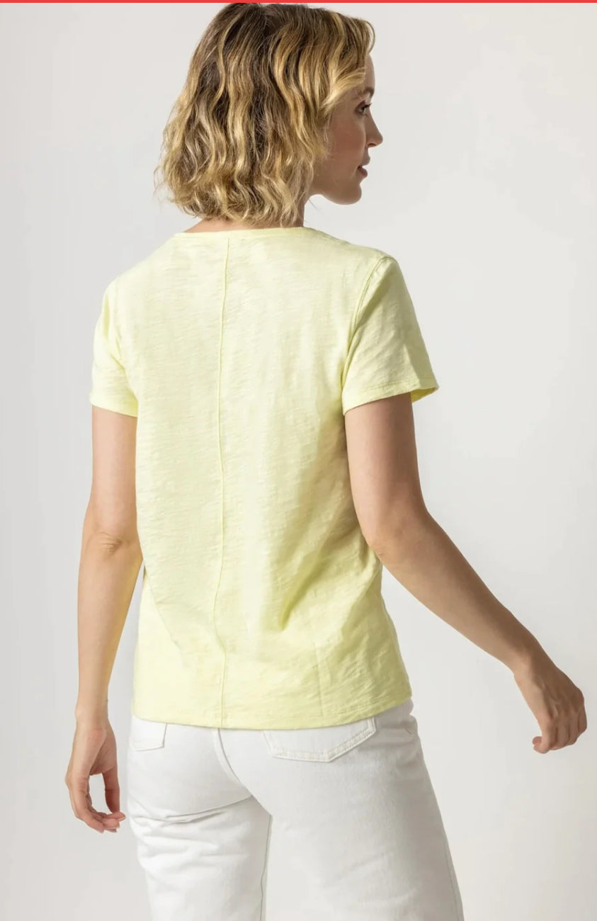 Lilla P V Neck Short Sleeve Back Seam Tee