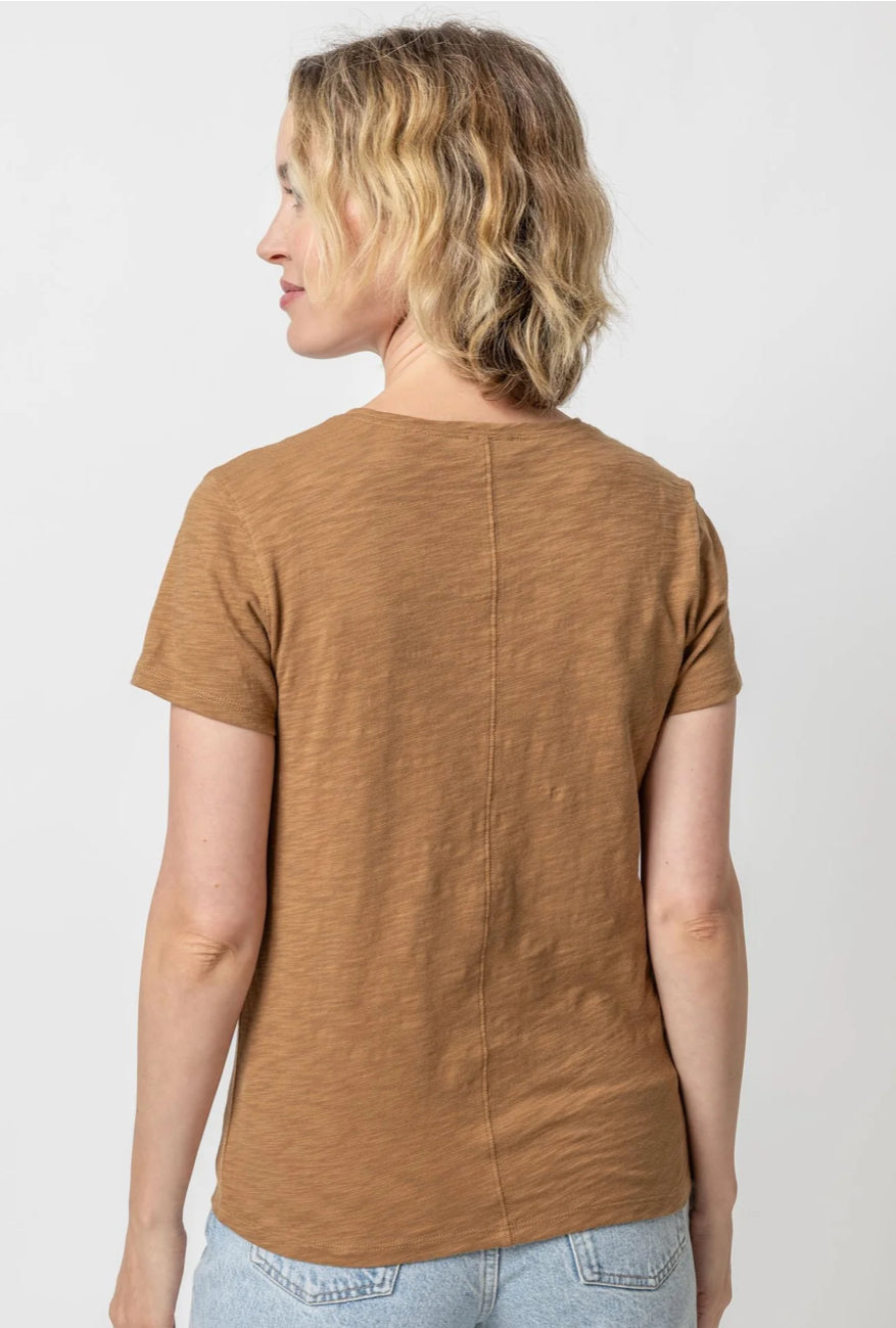 Lilla P V Neck Short Sleeve Back Seam Tee