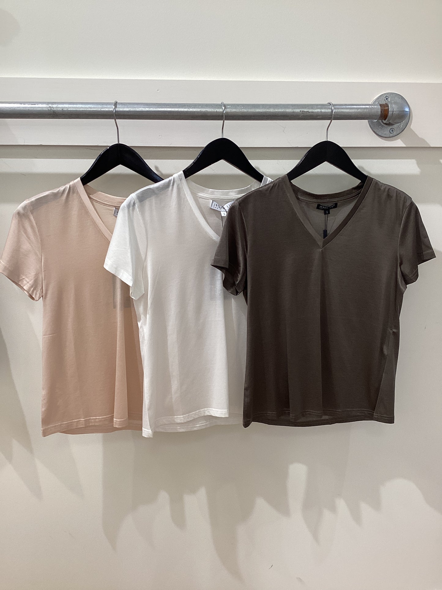 Jessie Liu Silk/Cotton V-Neck Tee